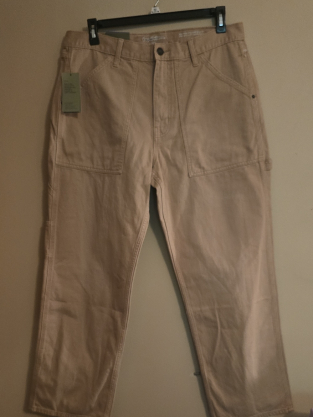 New Goodfellow Men's 36x32 Casual Workwear Carpenter Relaxed Utility Beige Jeans